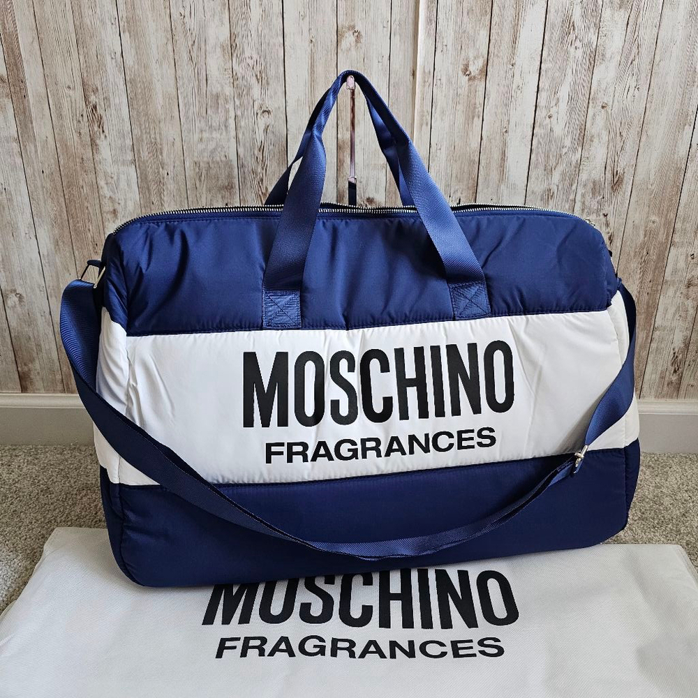Moschino Unisex Travel Bag OS Blue/White